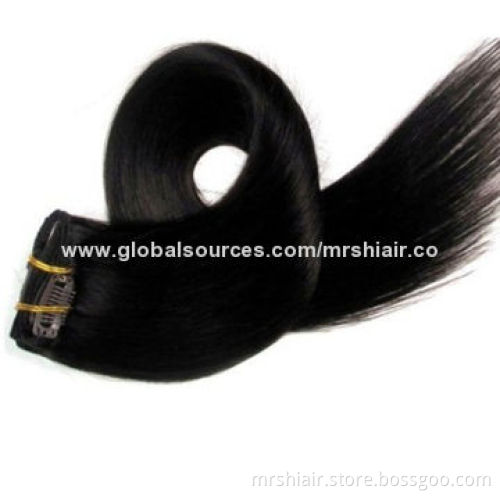 New Arrival 28" 7pcs/set 120g Color 1B# Malaysian Hair Clip in Hair Extensions